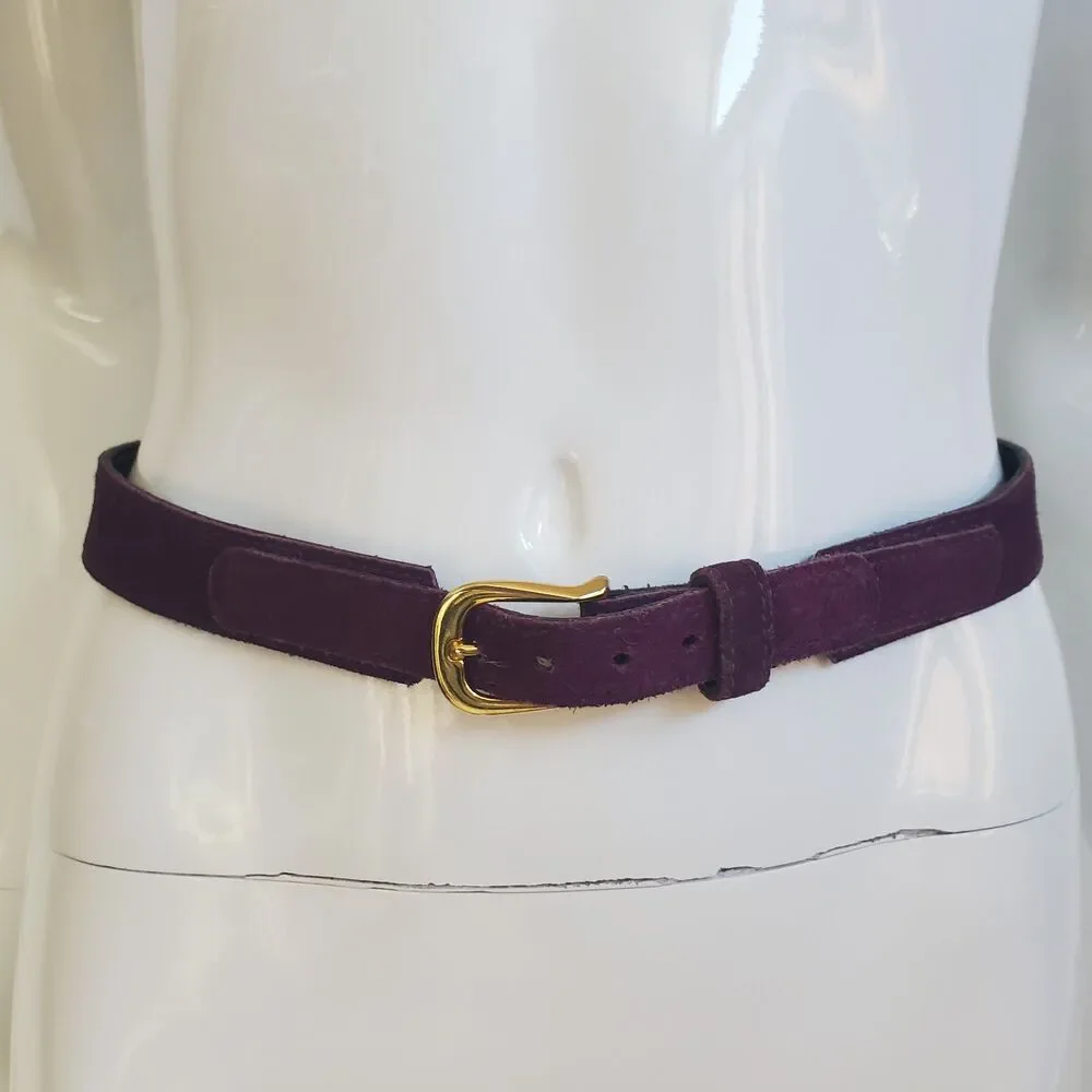 Vintage 80s Purple Suede Leather Belt